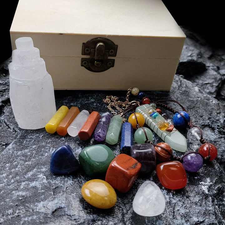 Juego de 17 piedras de cristal para los chakras de Olivenorma 