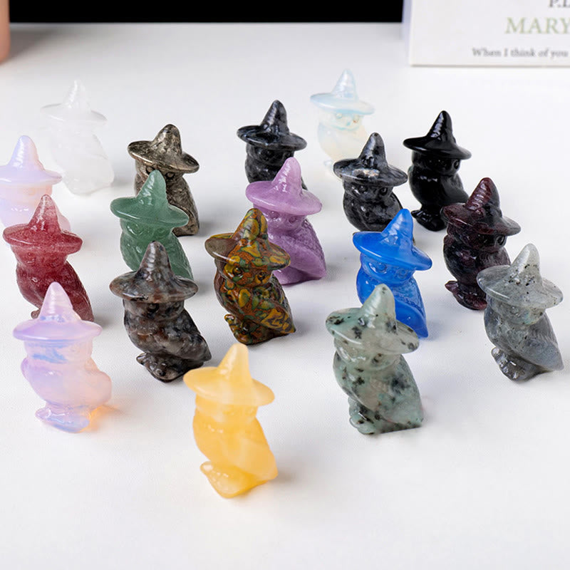 Adorno con piedras preciosas talladas en forma de búho de cristal para Halloween de Olivenorma 