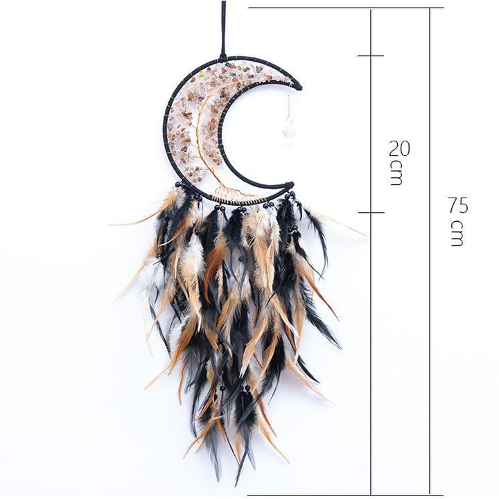 Atrapasueños de luna con árbol de la vida tejido con grava natural de Olivenorma 