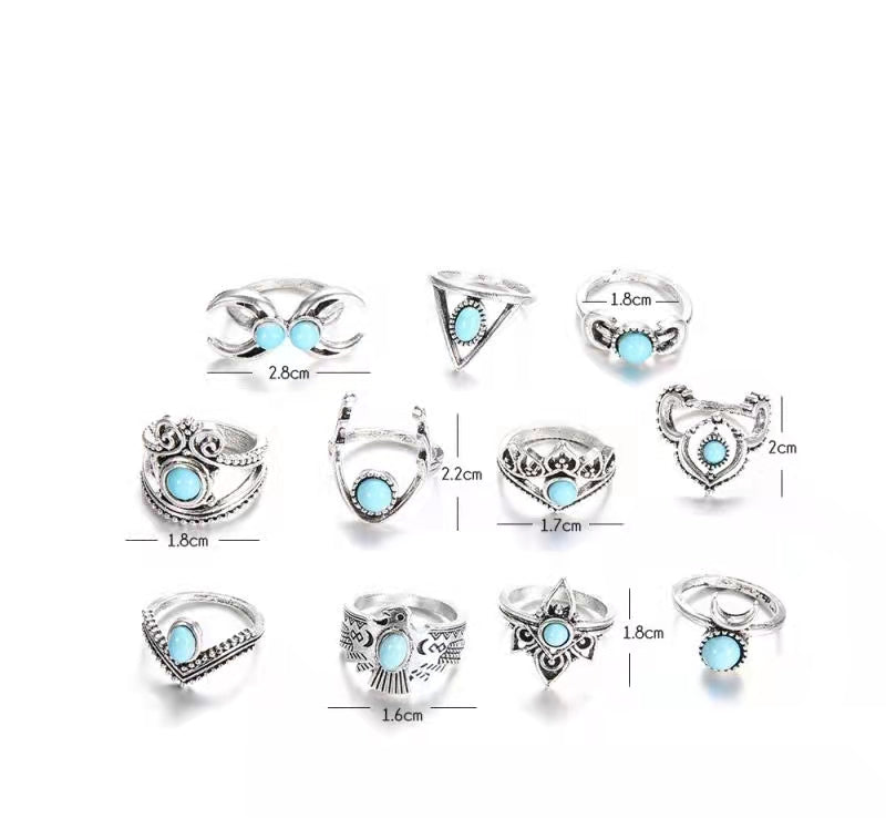 Juego de anillos de turquesa 