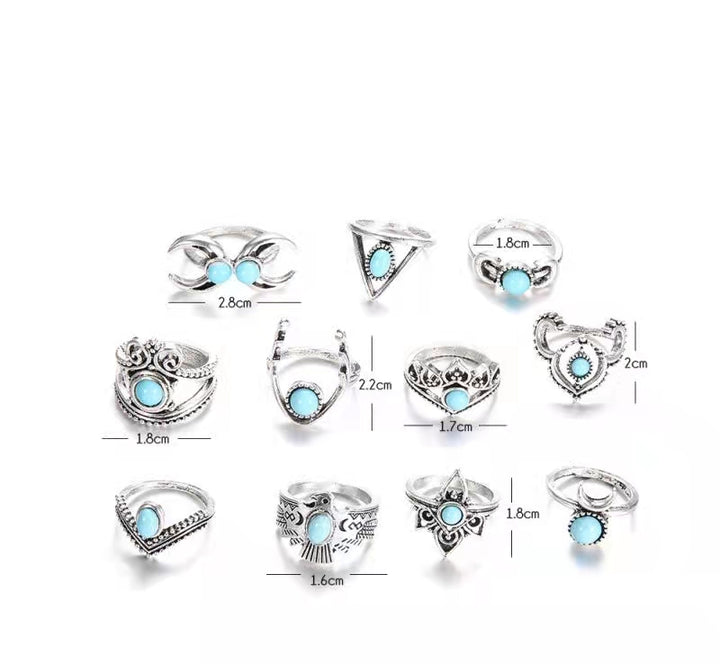 Juego de anillos de turquesa 