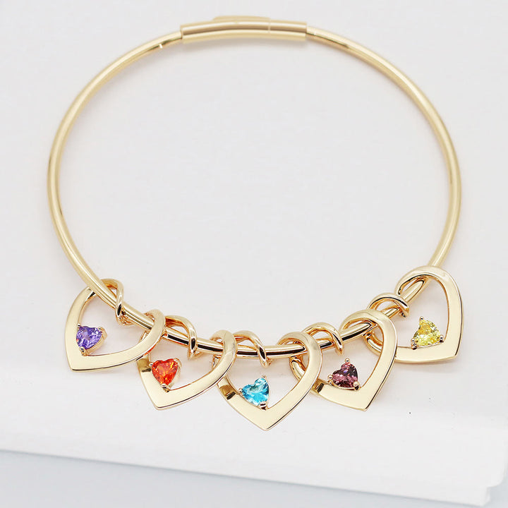 Pulsera de cadena con dije de corazón y piedra natal con nombre personalizado de Olivenorma