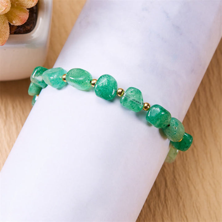 Pulsera tejida a mano con cuentas de piedra irregulares naturales de Olivenorma
