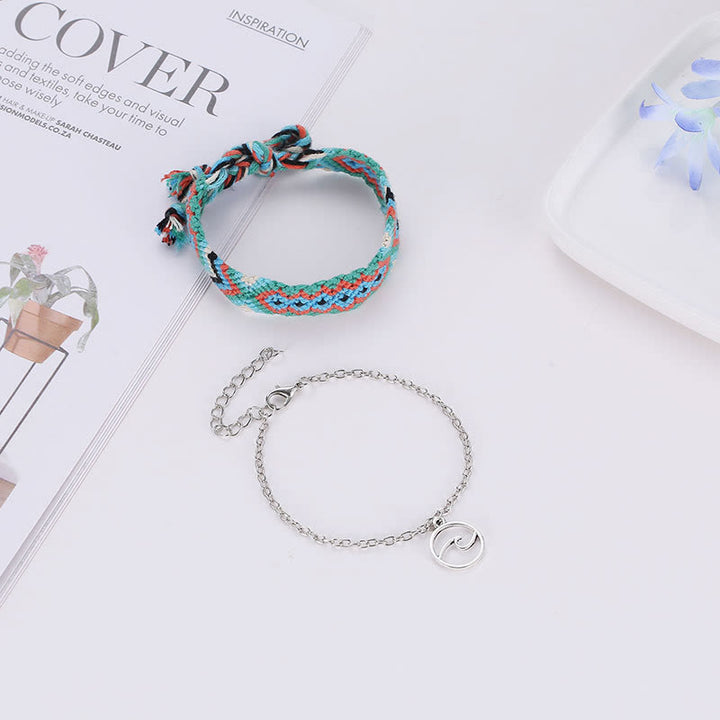 Pulsera tobillera con colgante OM de cuerda de algodón tejida a mano de Olivenorma