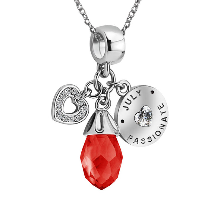 Collar con colgante de corazón de diamante y piedra natal de Olivenorma 