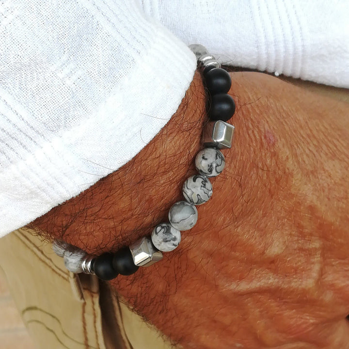 Pulsera con piedras preciosas apilables para hombre de Olivenorma