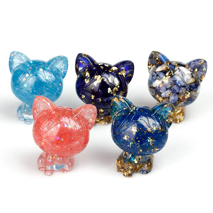 Adorno con piedras preciosas de gato de cristal natural de Olivenorma