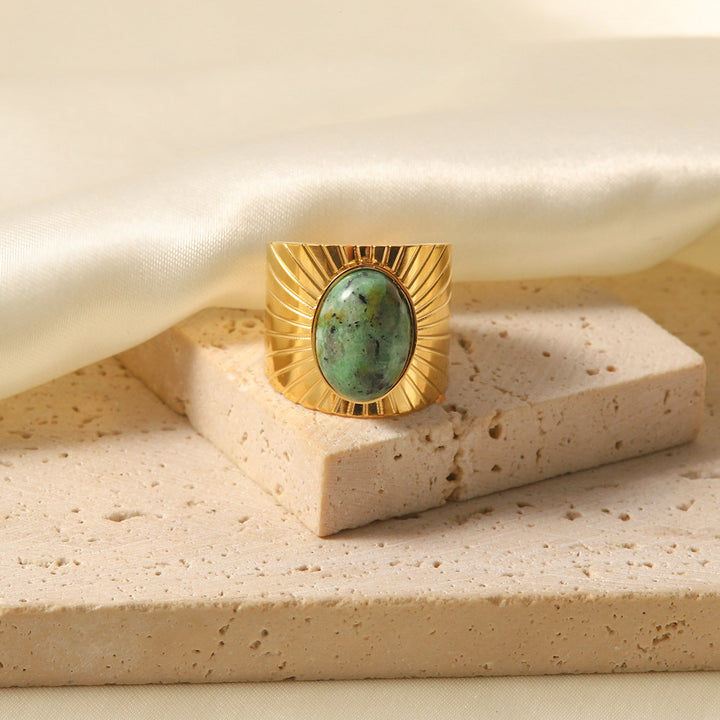 Anillo ancho de turquesa africana "Majestad de la turquesa africana" de Olivenorma
