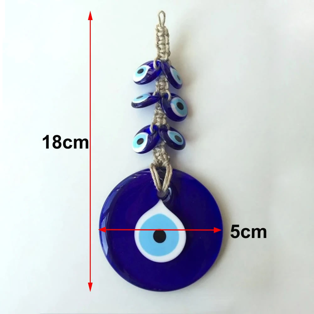 Adorno decorativo para colgar en la pared de cristal azul con forma de ojo malvado de Olivenorma