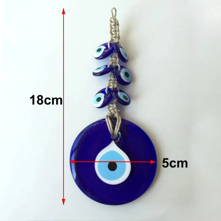 Adorno decorativo para colgar en la pared de cristal azul con forma de ojo malvado de Olivenorma
