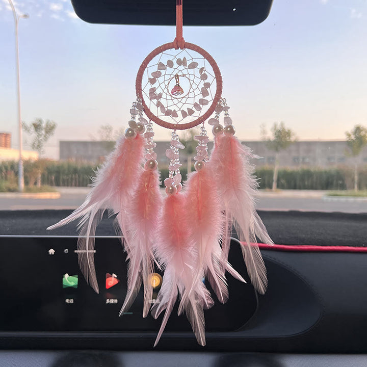Atrapasueños colgante tejido a mano para espejo retrovisor de coche de Olivenorma 