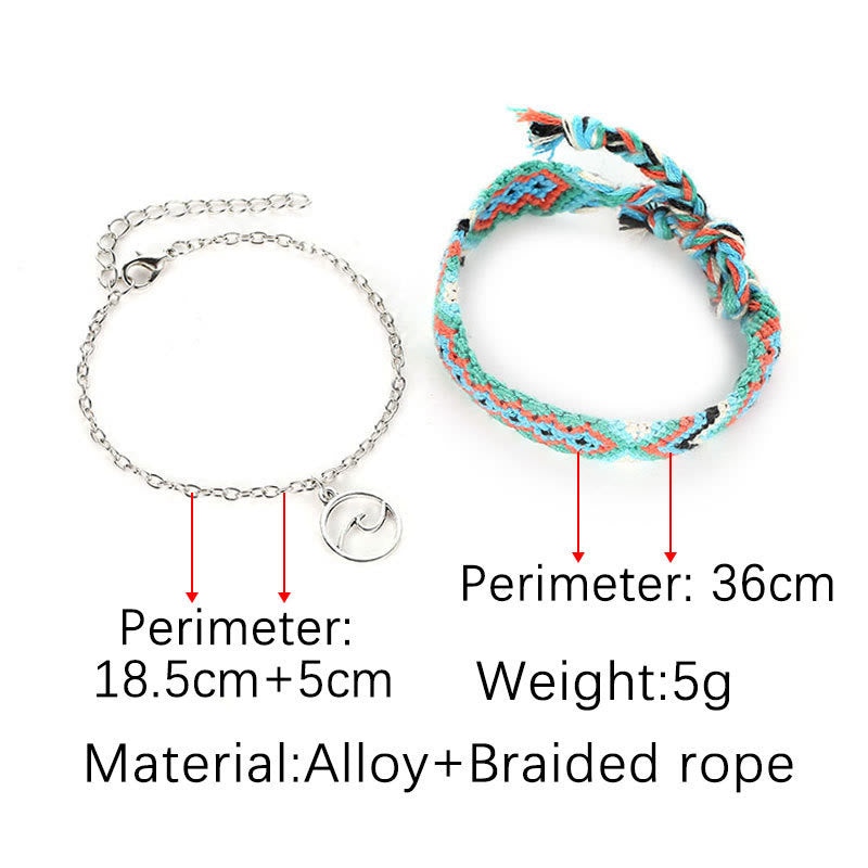 Pulsera tobillera con colgante OM de cuerda de algodón tejida a mano de Olivenorma