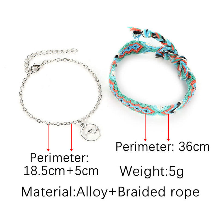 Pulsera tobillera con colgante OM de cuerda de algodón tejida a mano de Olivenorma