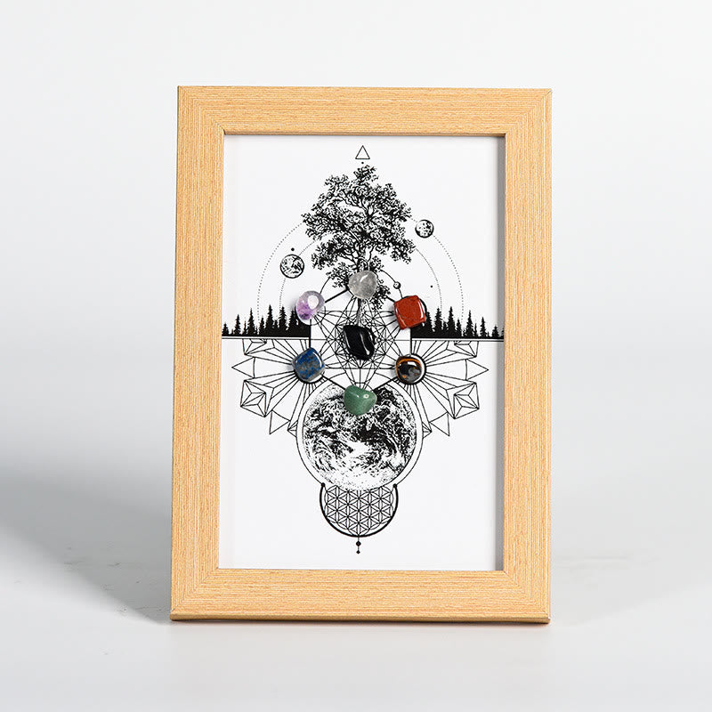 Marco de fotos con diseño de árbol de la vida y chakras de Olivenorma