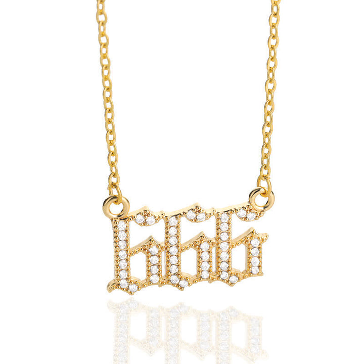 Collar con número de ángel y circonita de Olivenorma