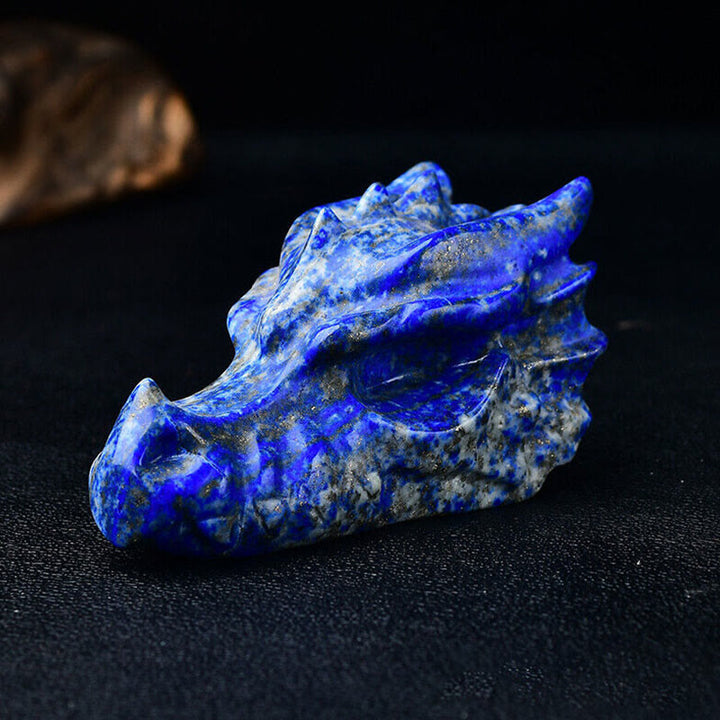 Cráneo con cabeza de dragón de 3,2 pulgadas de Olivenorma, decoración con piedras preciosas