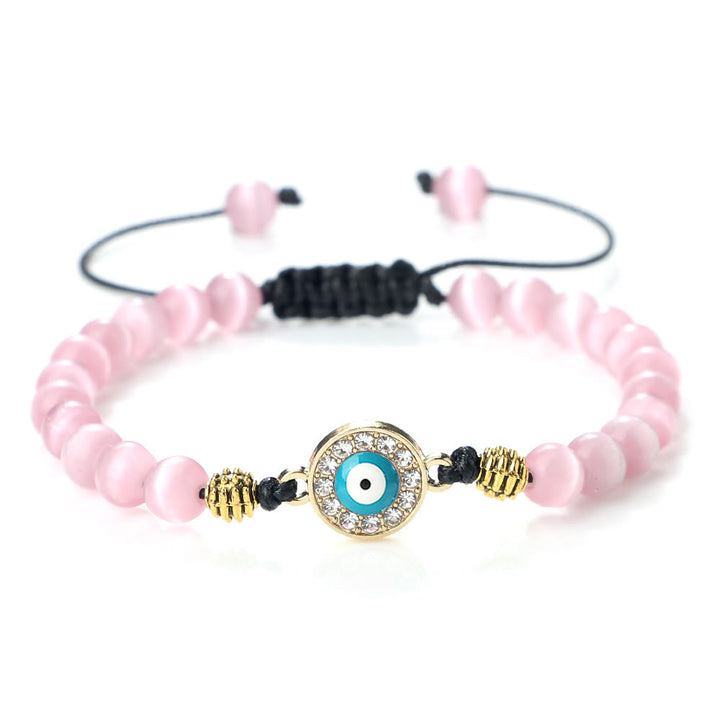 Pulsera de cuentas de circonita de piedra natural de 6 mm de Olivenorma 