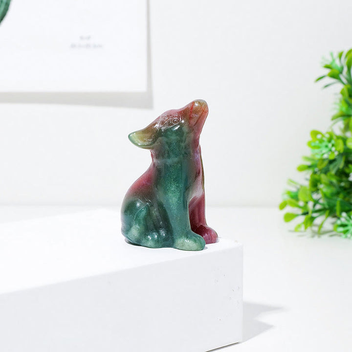 Adorno de piedra preciosa con forma de niño lobo de cristal natural de Olivenorma 