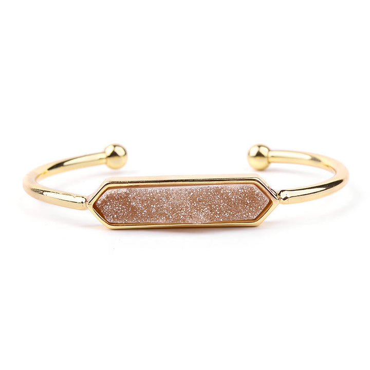 Pulsera de cobre y metal con cristales naturales de Olivenorma