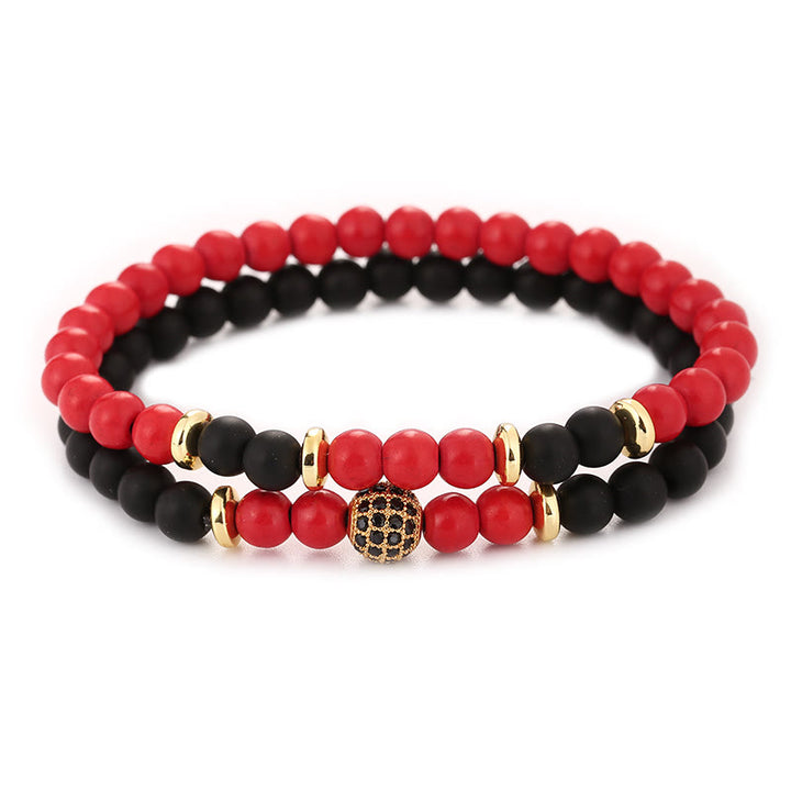 Pulsera de cuentas de cristal natural de dos capas para hombre de Olivenorma
