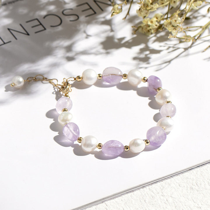 Pulsera de piedras preciosas de perla de cristal natural