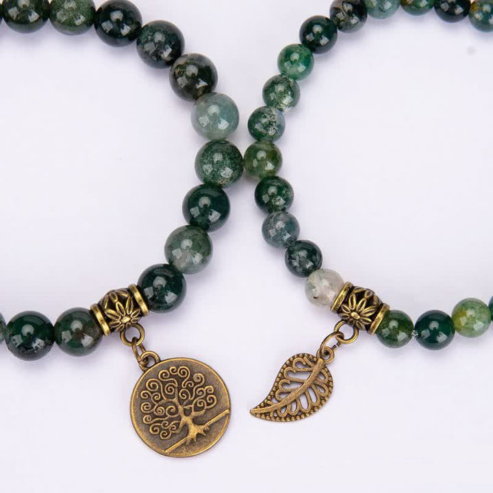 Pulsera protectora con piedra real verde de Olivenorma