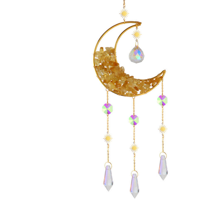 Atrapasol con forma de carillón de viento y reloj de arena de cristal lunar de Olivenorma