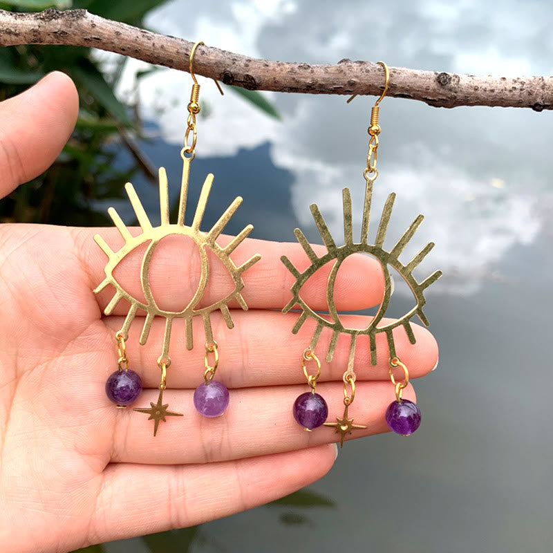 Pendientes de cristal con colgante de estrella y lágrimas de mal de ojo de Olivenorma