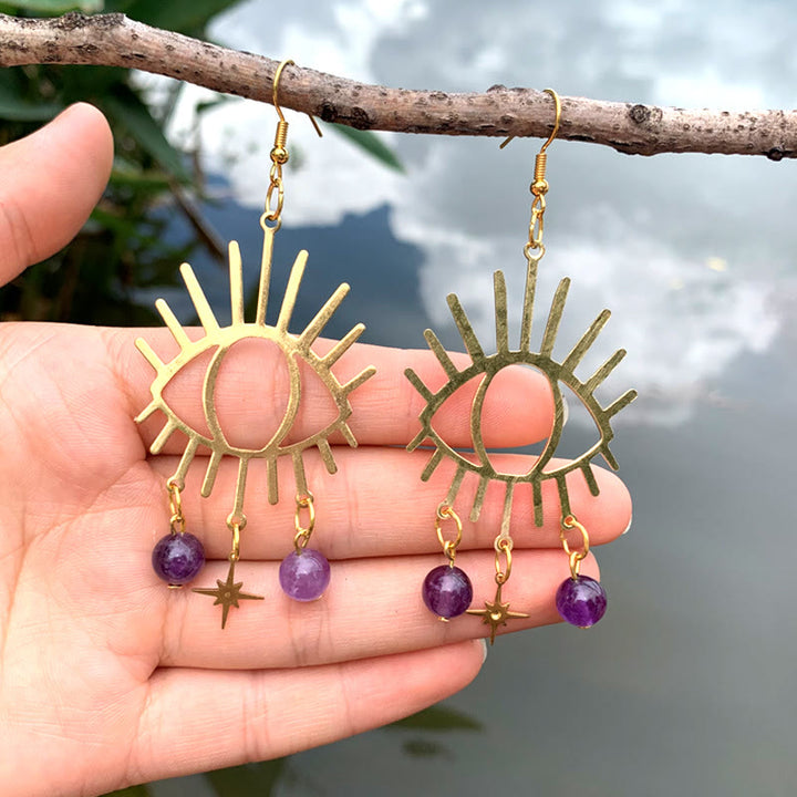 Pendientes de cristal con colgante de estrella y lágrimas de mal de ojo de Olivenorma