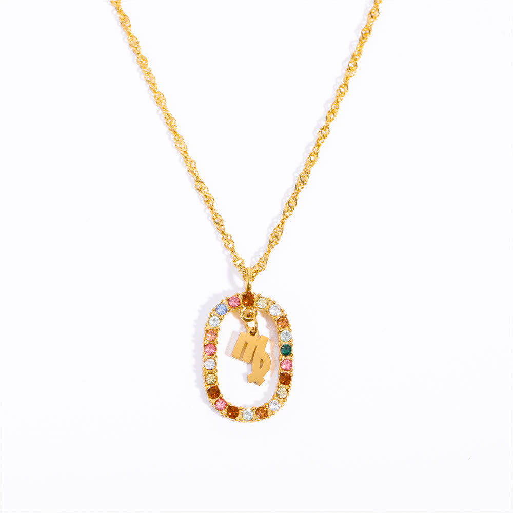 Collar con constelación del zodiaco ovalada calada con circonitas de Olivenorma 