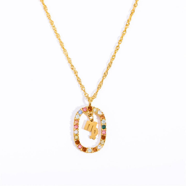 Collar con constelación del zodiaco ovalada calada con circonitas de Olivenorma 