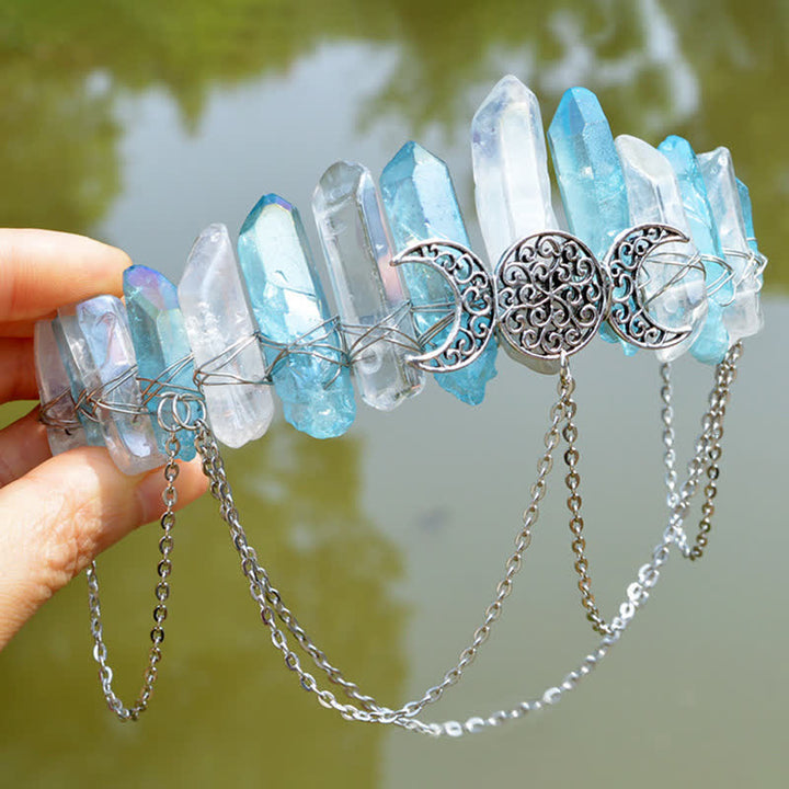 Corona de cristal natural de la diosa de la luna creciente Olivenorma