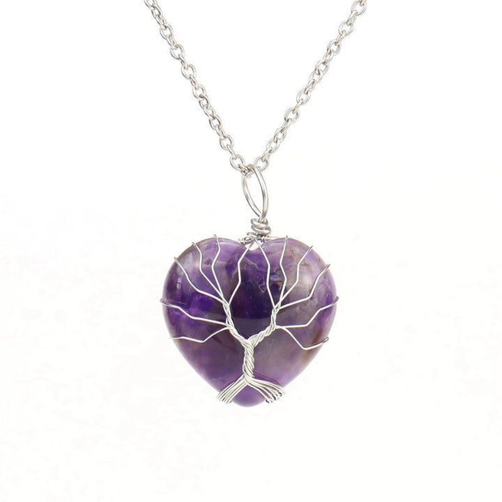Collar de corazón de cristal natural Olivenorma