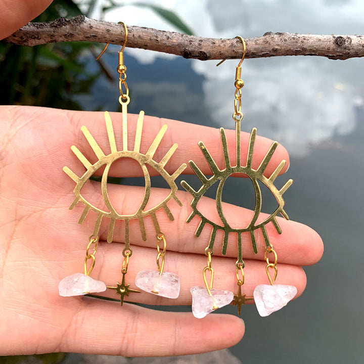 Pendientes de cristal con colgante de estrella y lágrimas de mal de ojo de Olivenorma