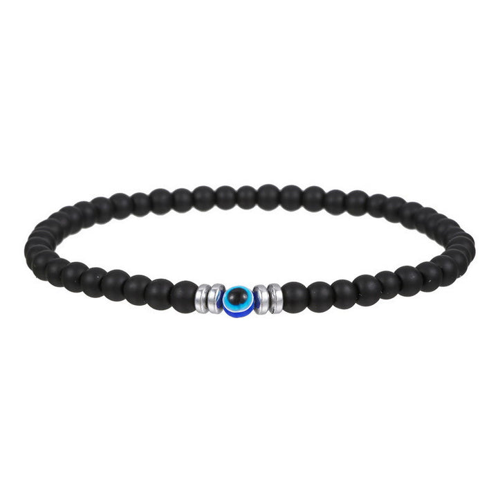 Pulsera de cuentas de ojo malvado de piedra natural de 4 mm para hombre de Olivenorma 
