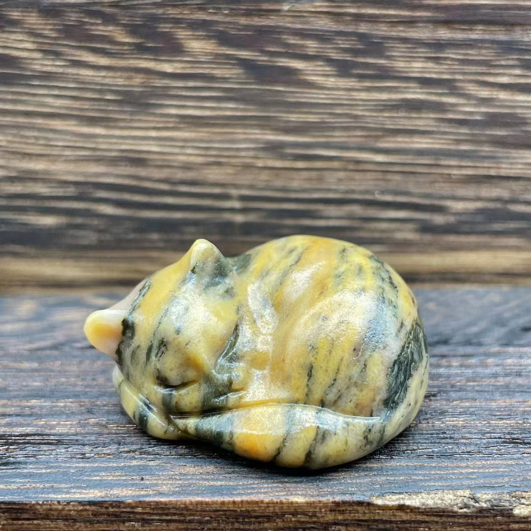 Adorno con piedras preciosas de gato de cristal natural de 4 cm de Olivenorma