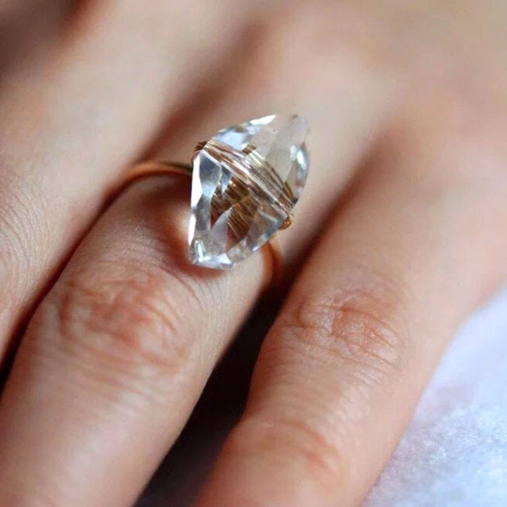 Anillo de alambre de cristal de piedra natural hecho a mano de Olivenorma