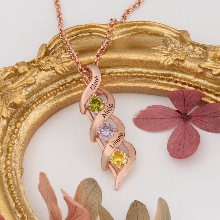 Collar personalizado con grabados y piedras de nacimiento del 1 al 6