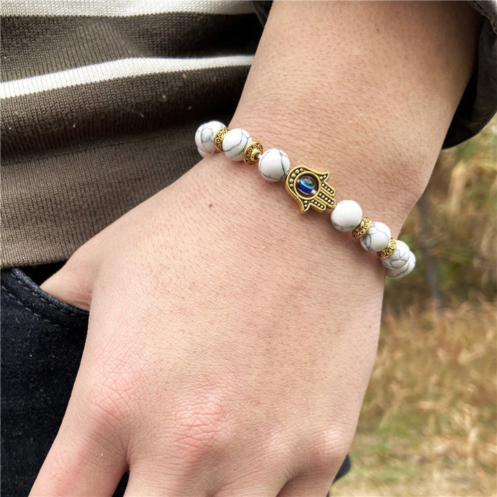 Pulsera de cuentas naturales para hombre de 8 mm con ojo malvado de Olivenorma