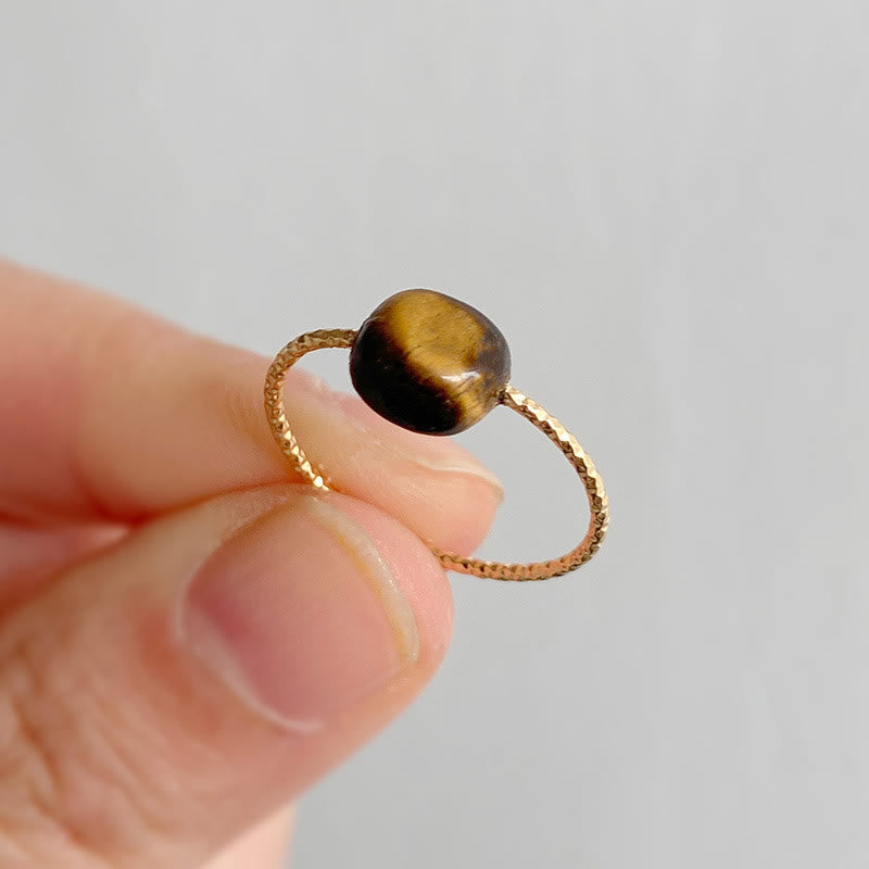 Juego de anillos de cristal irregular con piedra natural Olivenorma