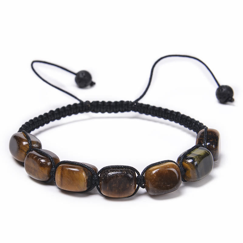 Pulsera trenzada con cuentas de piedras preciosas de cristal de 7 chakras para hombre de Olivenorma
