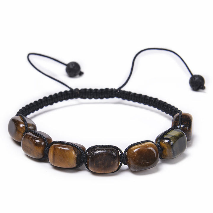 Pulsera trenzada con cuentas de piedras preciosas de cristal de 7 chakras para hombre de Olivenorma