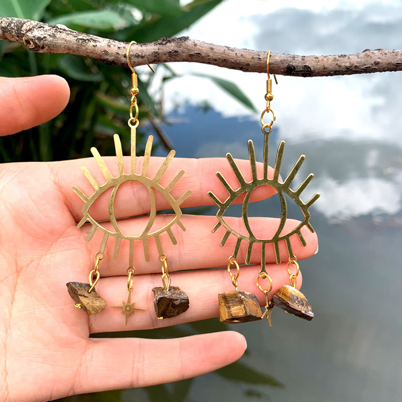 Pendientes de cristal con colgante de estrella y lágrimas de mal de ojo de Olivenorma