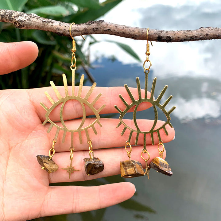 Pendientes de cristal con colgante de estrella y lágrimas de mal de ojo de Olivenorma