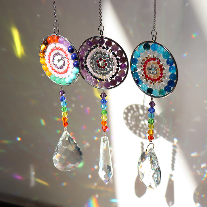Atrapasol de cristal de Olivenorma, carillón de viento para chakras hecho a mano 