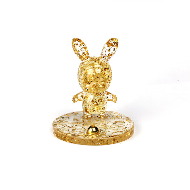 Soporte para teléfono móvil con forma de conejo de epoxi y grava de cristal natural de Olivenorma
