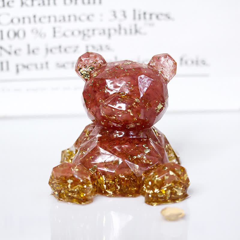 Espejo de cristal de Olivenorma con forma de oso y piedras preciosas decorativas