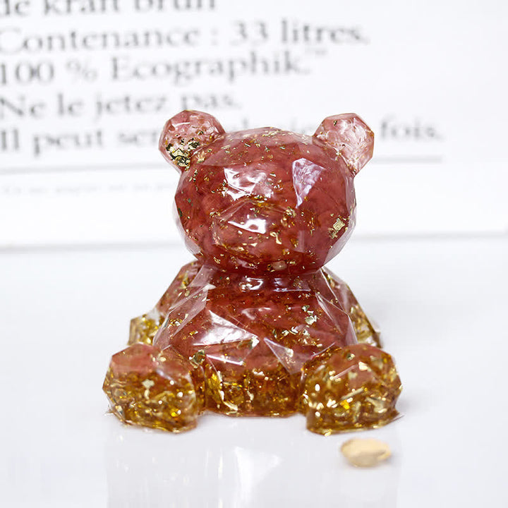 Espejo de cristal de Olivenorma con forma de oso y piedras preciosas decorativas