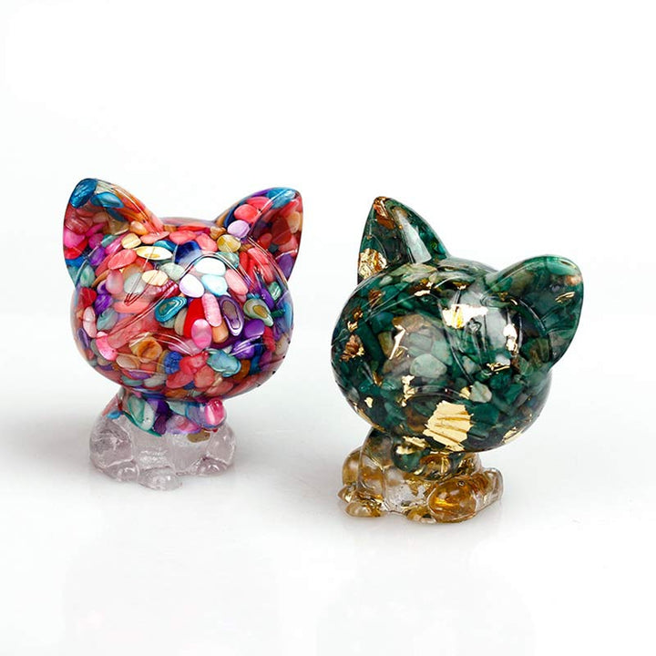 Adorno con piedras preciosas de gato de cristal natural de Olivenorma