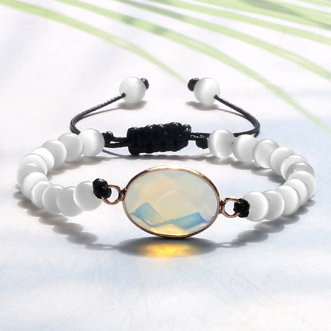 Pulsera de cuentas de opalita con piedra de ojo de gato de Olivenorma